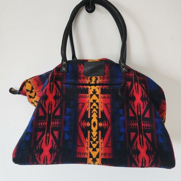 Pendleton Wool Navajo Travel Small Duffle Bag Blue Red Orange 28" x 16"